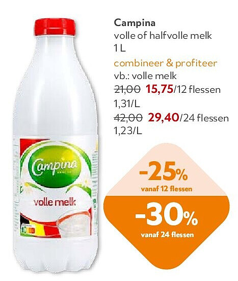 Campina volle of halfvolle melk 1 L