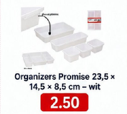 Organizers Promise 23,5 x 14,5 x 8,5 cm - wit