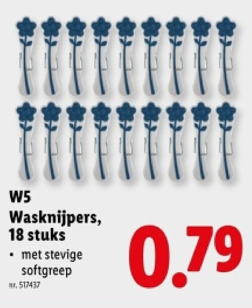 Wasknijpers, 18 stuks