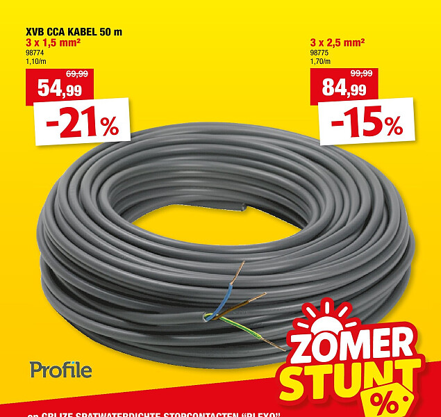 XVB CCA KABEL 50 m 3 x 1,5 mm²