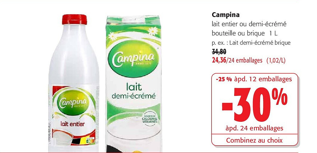 Campina Lait demi-écrémé brique