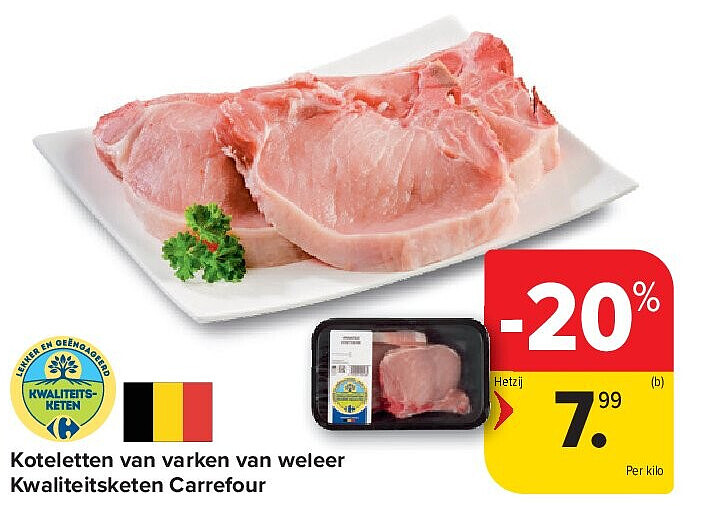 Koteletten van varken van weleer Kwaliteitsketen Carrefour