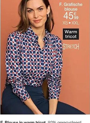 Grafische blouse in warm tricot