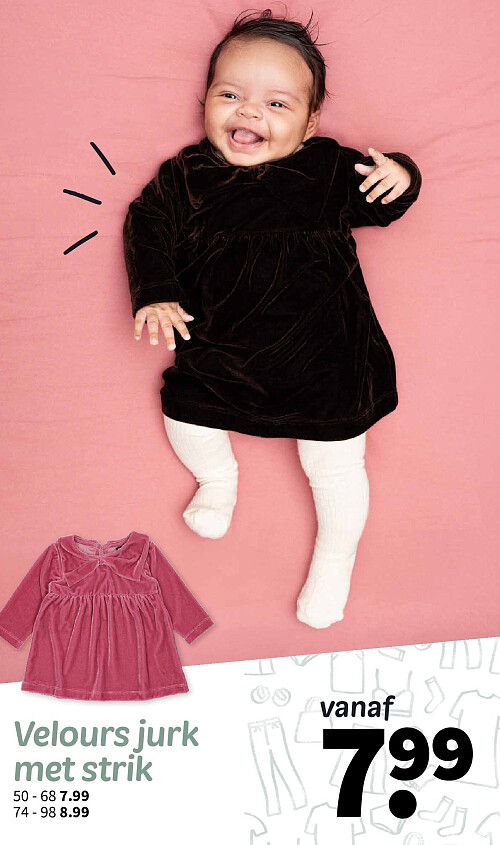 Velours jurk met strik