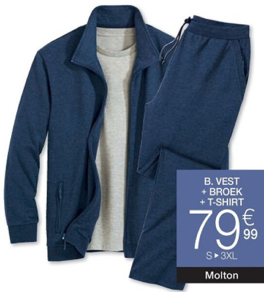 Vrijetijdspak in molton met gratis T-shirt in jersey