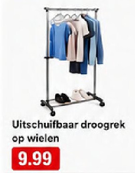 Uitschuifbaar droogrek op wielen