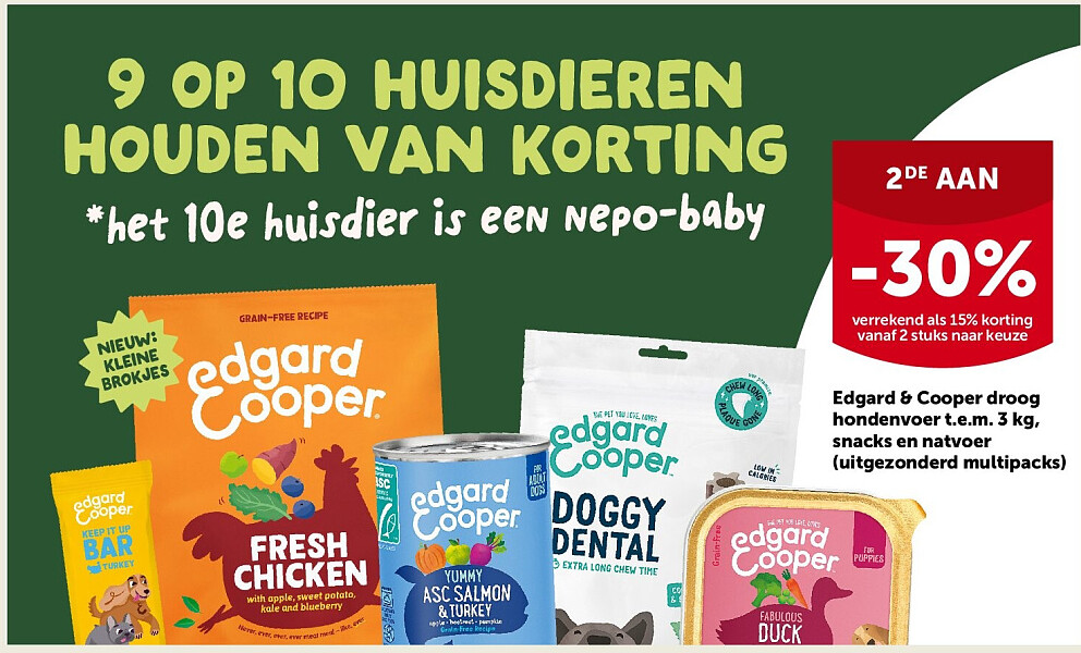 Edgard & Cooper droog hondenvoer t.e.m. 3 kg, snacks en natvoer (uitgezonderd multipacks)