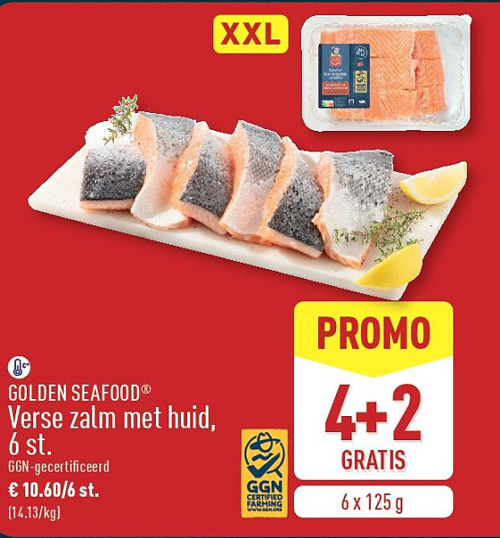 Verse zalm met huid, 6st.