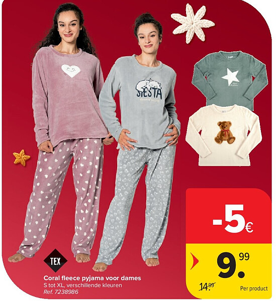 Coral fl eece pyjama voor dames