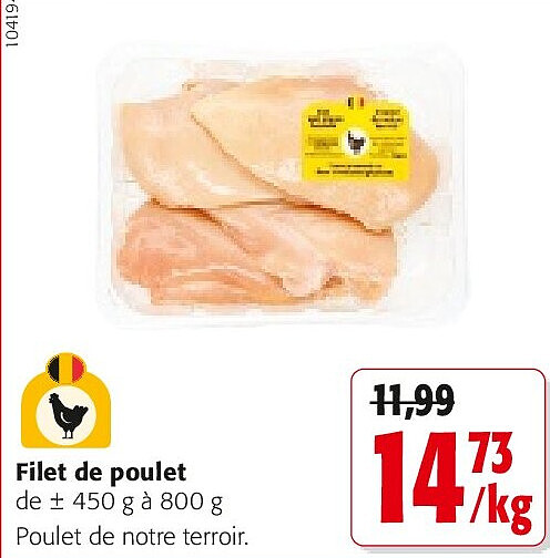 Filet de poulet de ± 450 g à 800 g