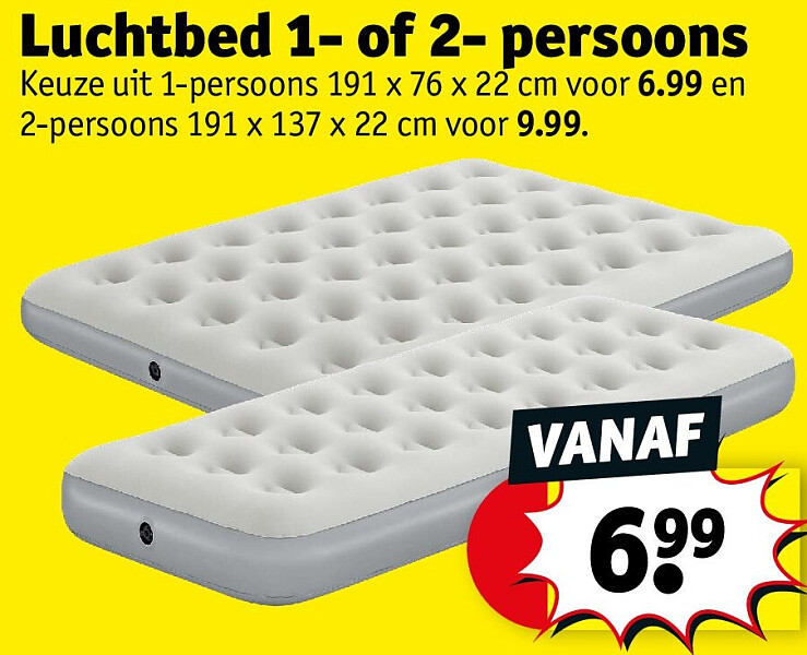 Luchtbed 1- of 2- persoons