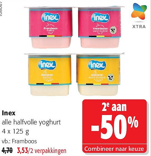 Inex alle halfvolle yoghurt 4 x 125 g
