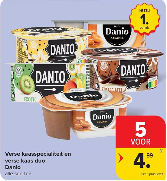Verse kaasspecialiteit en verse kaas duo Danio