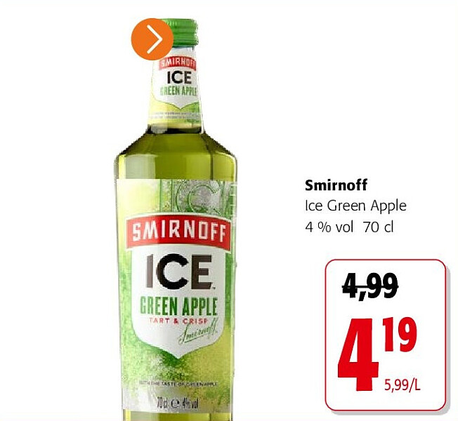Smirnoff Ice Green Apple 4 % vol 70 cl