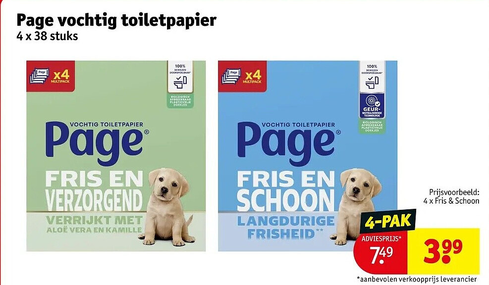 Page vochtig toiletpapier