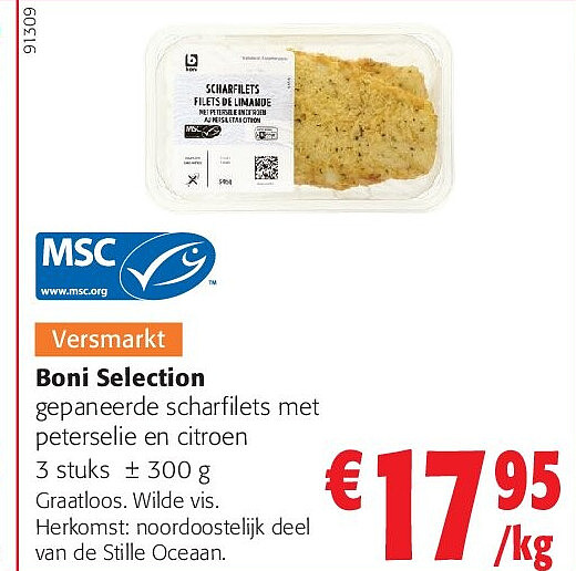 Boni Selection gepaneerde scharfilets met peterselie en citroen 3 stuks ± 300 g