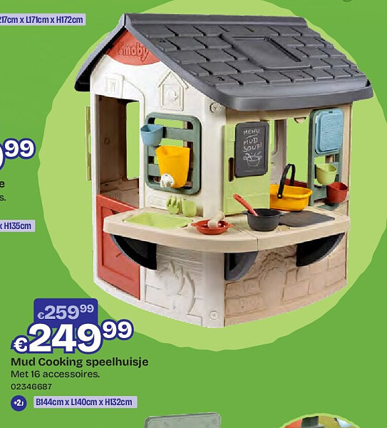 Mud Cooking speelhuisje Met 16 accessoires.