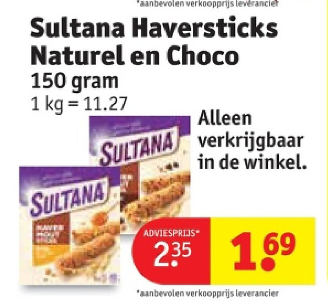 Sultana Haversticks Naturel en Choco