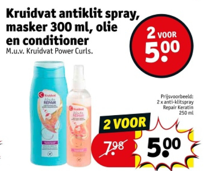 Kruidvat antiklit spray, masker 300 ml, olie en conditioner