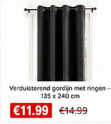 Verduisterend gordijn met ringen135 x 240 cm