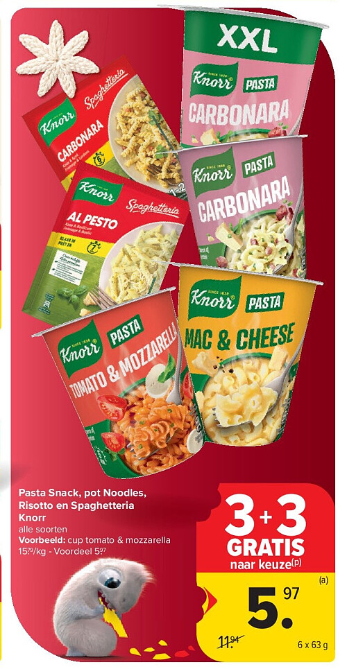 Pasta Snack, pot Noodles, Risotto en Spaghetteria Knorr