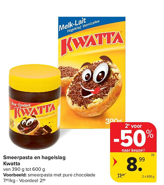 Smeerpasta en hagelslag Kwatta