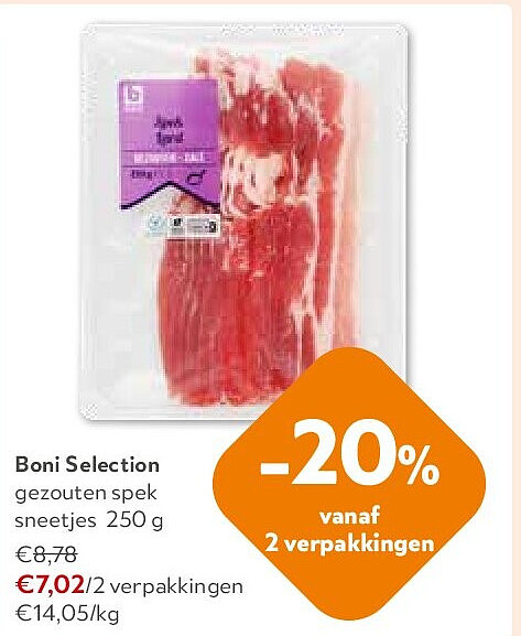 Boni Selection gezouten spek sneetjes 250 g