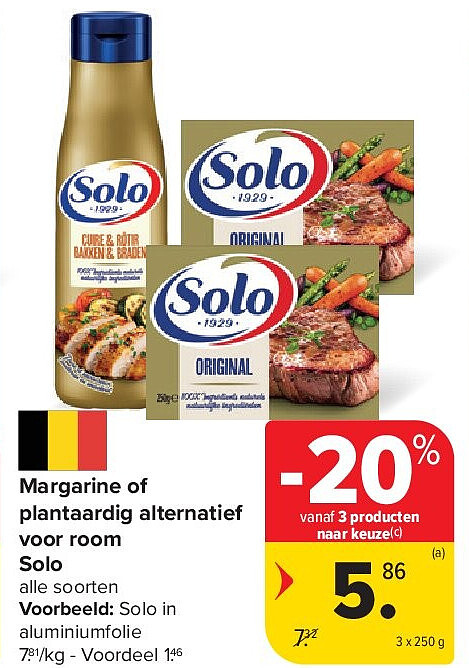 Margarine of plantaardig alternatief voor room Solo