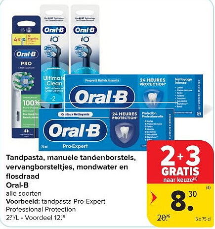 Tandpasta, manuele tandenborstels, vervangborsteltjes, mondwater en fl osdraad Oral-B
