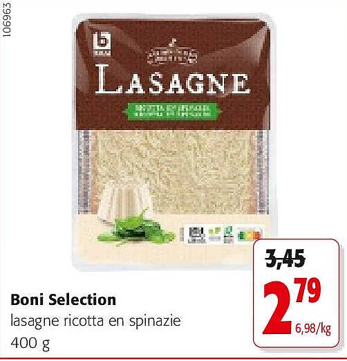 Boni Selection lasagne ricotta en spinazie 400 g