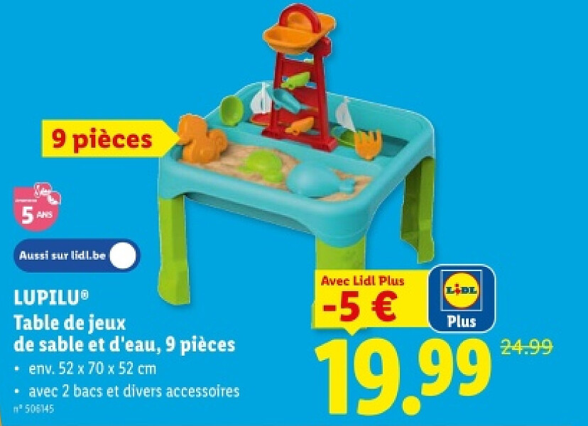 Table de jeux de sable et d'eau, 9 pièces