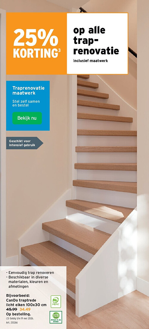 CanDo traptrede licht eiken 100x30 cm