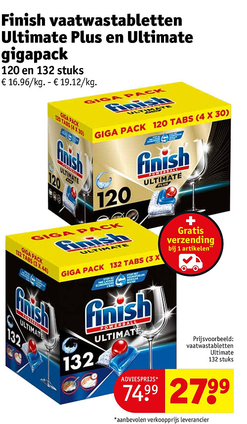 Finish vaatwastabletten Ultimate Plus en Ultimate gigapack