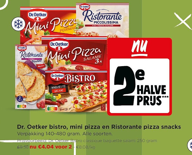 Dr. Oetker bistro, mini pizza en Ristorante pizza snacks