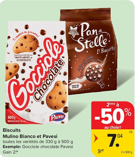 Biscuits Mulino Bianco et Pavesi 2 x 500 g
