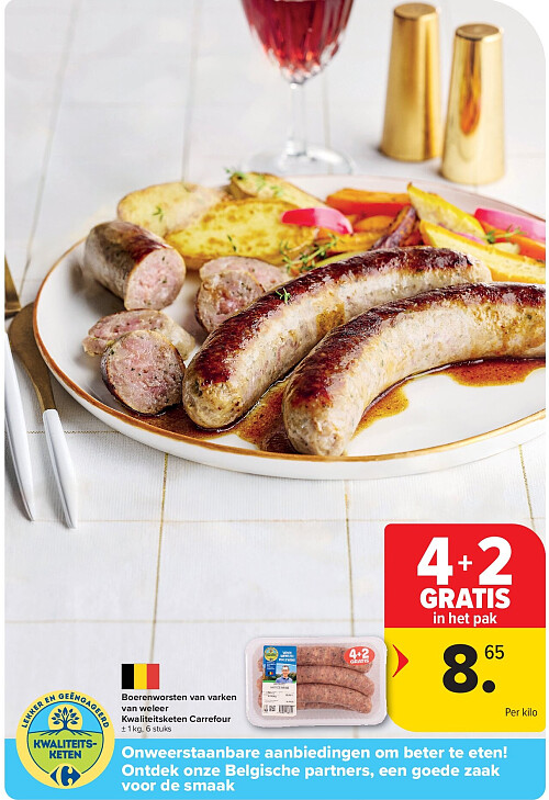 Boerenworsten van varken van weleer Kwaliteitsketen Carrefour