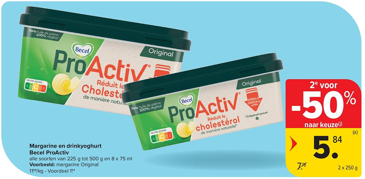 Margarine en drinkyoghurt Becel ProActiv