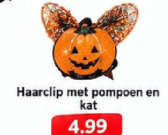 Haarclip met pompoen en kat