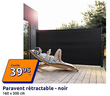 Paravent rétractable - noir