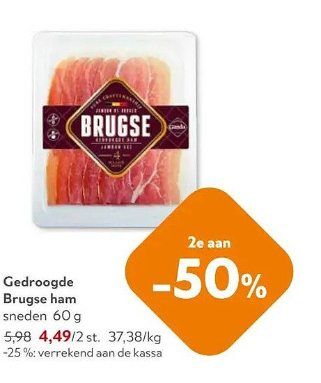 Gedroogde Brugse ham sneden 60 g