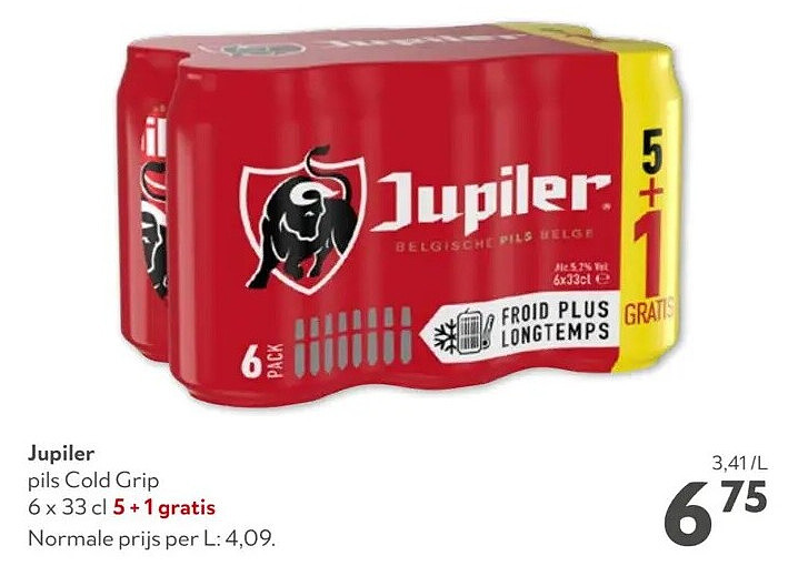 Jupiler pils Cold Grip 6 x 33 cl 5+1 gratis