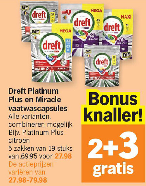 Dreft Platinum Plus en Miracle vaatwascapsules