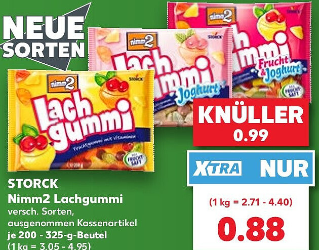 STORCK Nimm2 Lachgummi versch. Sorten, ausgenommen Kassenartikel je 200 - 325-g-Beutel (1 kg = 3.05 - 4.95)