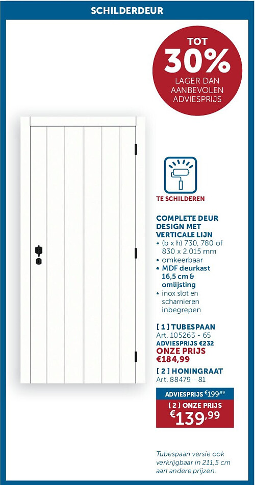 COMPLETE DEUR DESIGN MET VERTICALE LIJN TUBESPAAN