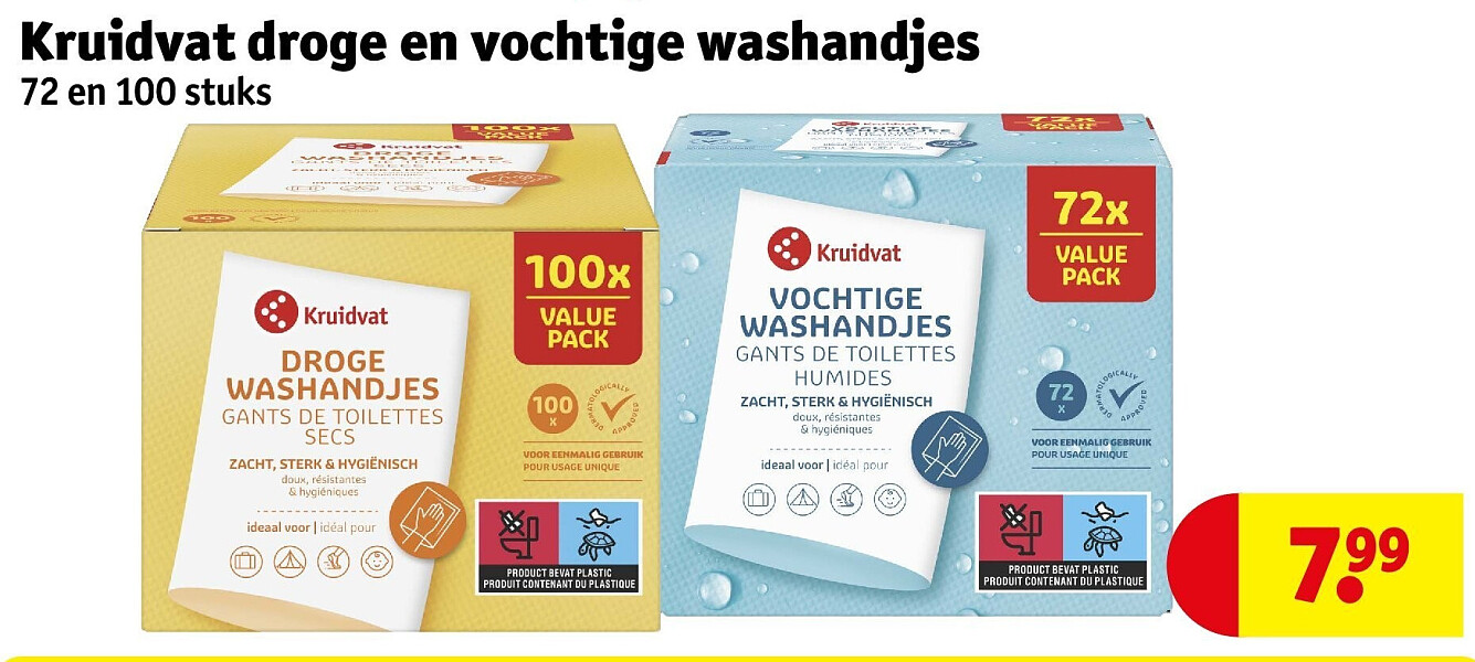 Kruidvat droge en vochtige washandjes