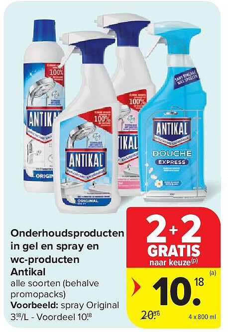 Onderhoudsproducten in gel en spray en wc-producten Antikal