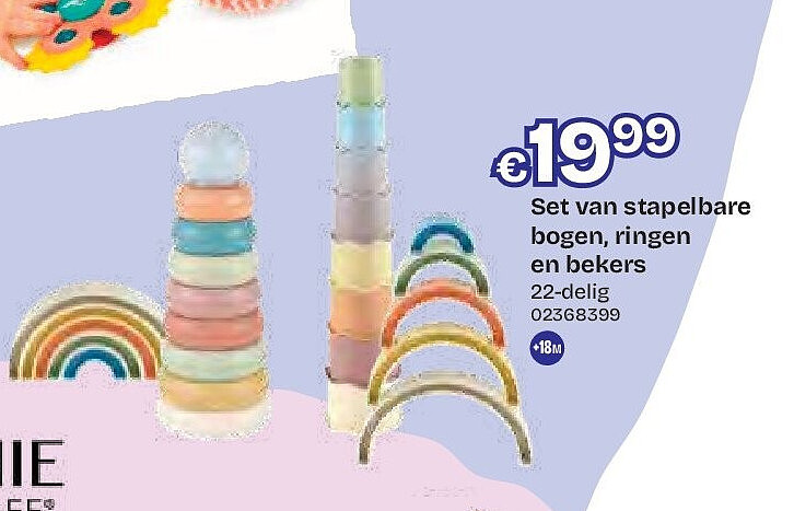 Set van stapelbare bogen, ringen en bekers