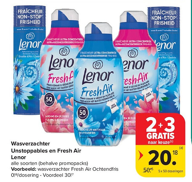 Wasverzachter Unstoppables en Fresh Air Lenor