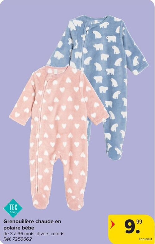 Grenouillère chaude en polaire bébé