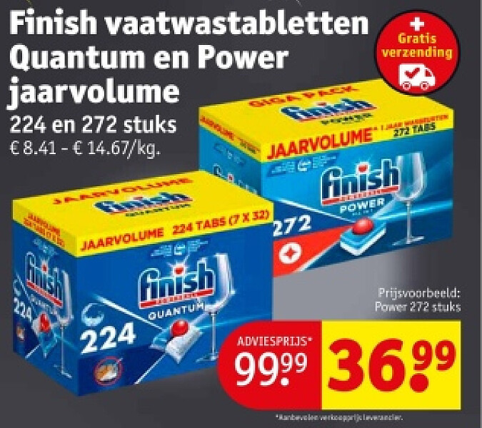Finish vaatwastabletten Quantum en Power jaarvolume